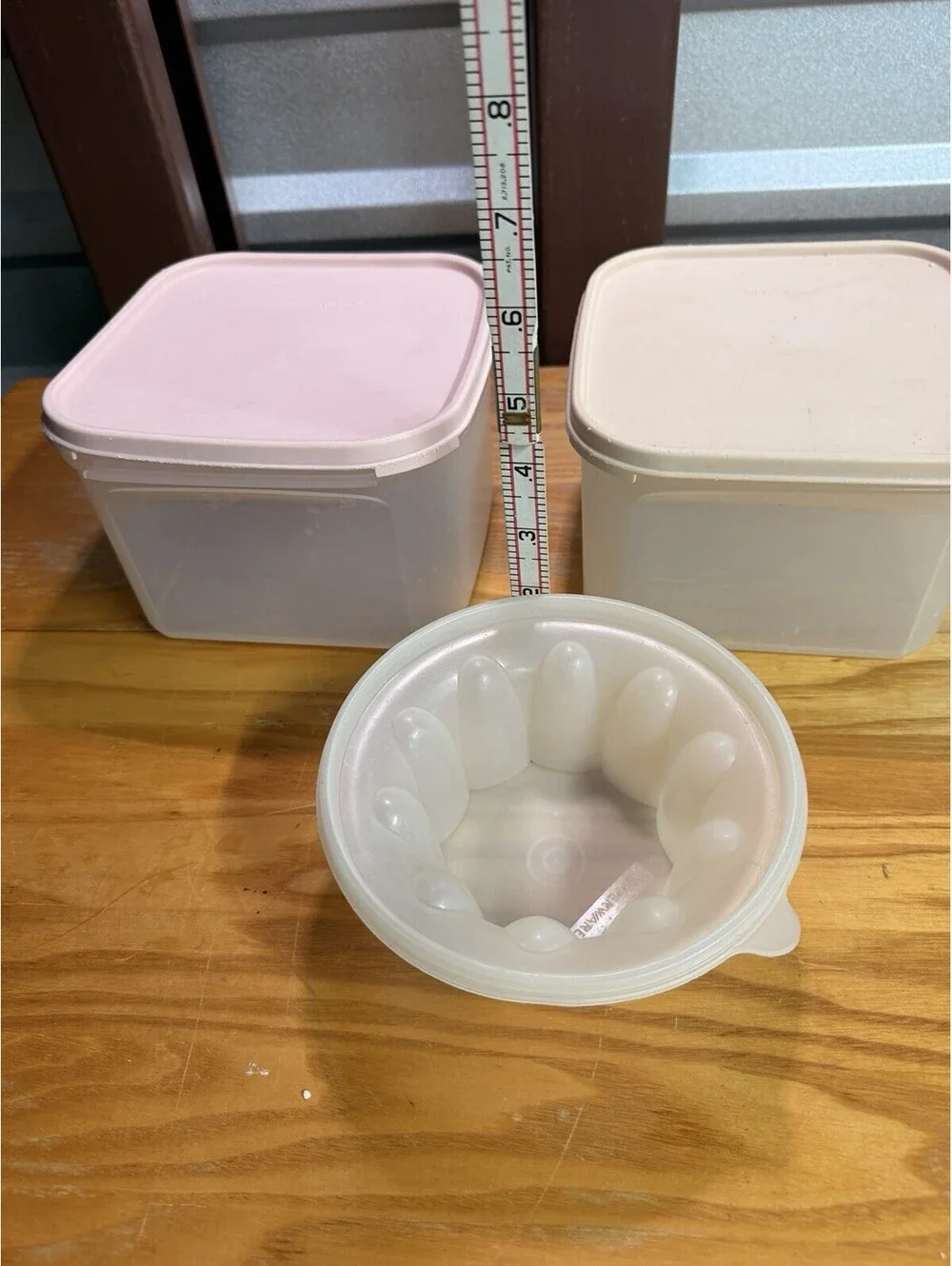 3 Tupperware Modular Mates Rectangular Jello Containers Pink lids VTG